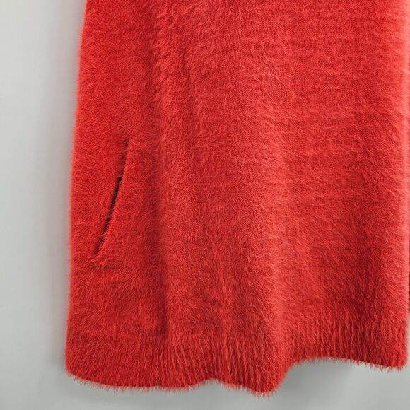 NWT Mersea Chalet Poncho Sweater Size Petite Orange Soft Fuzzy Cozy - Picture 3 of 10